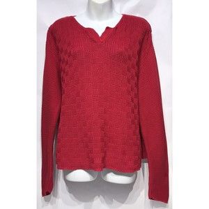 Vintage 90s Red Knitted Loose Arm V -Neck  Sweater  Size M/L